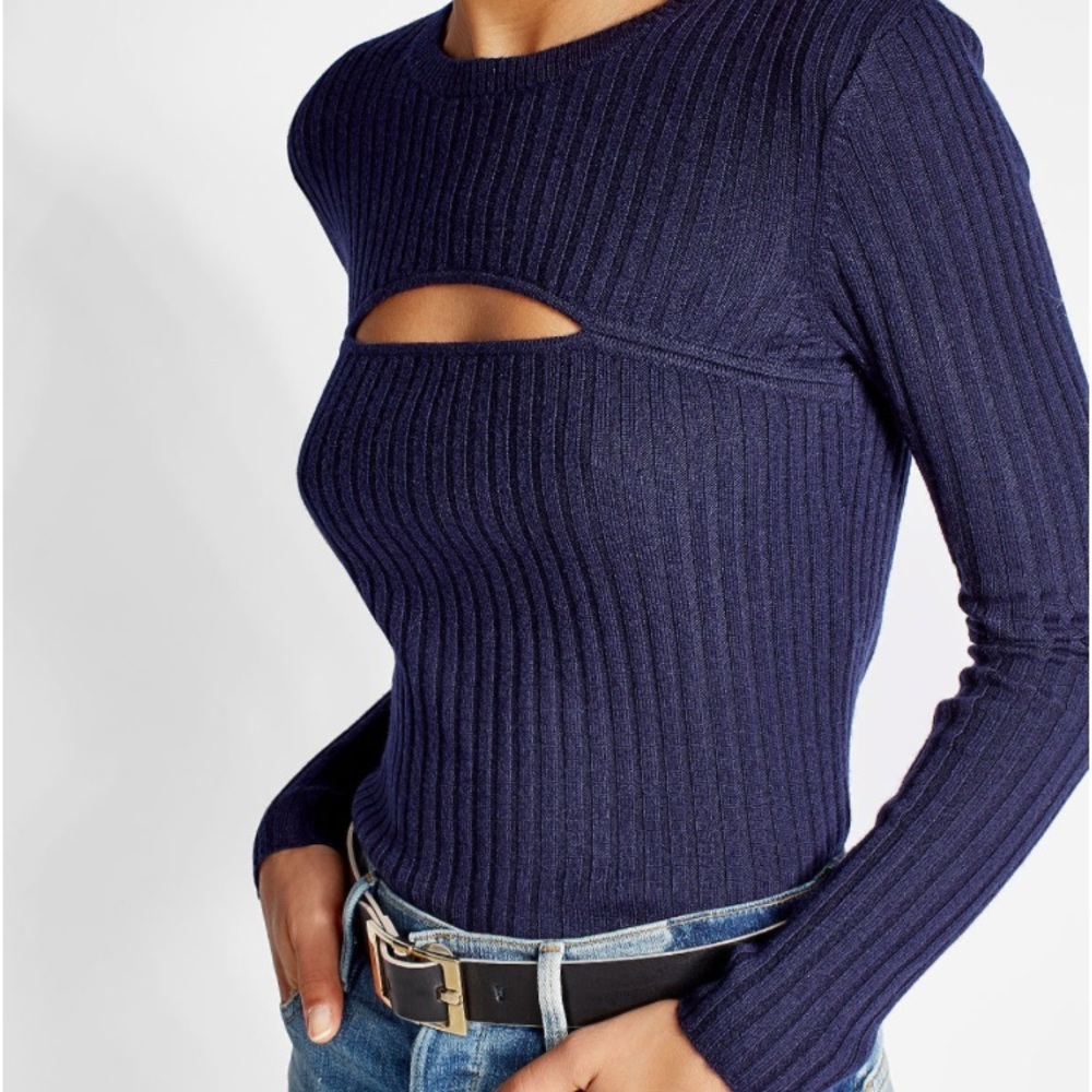 FRAME DENIM Cutout Pullover Merino Wool